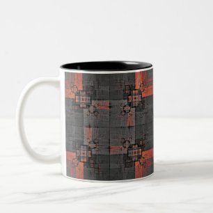 Orangefarbene und graue Tasse