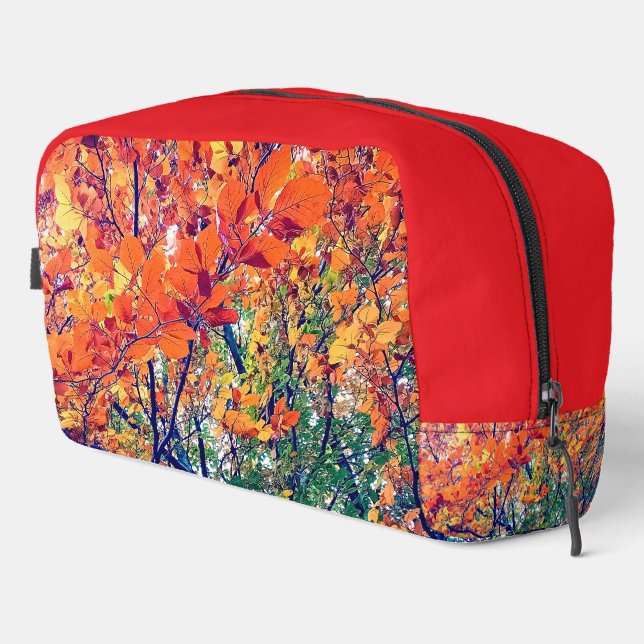 Orangefarbene und grüne Blätter Waschbeutel (Rechte Ecke)