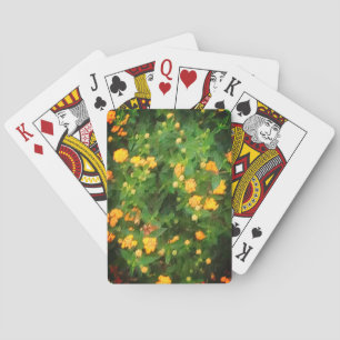 Orangefarbene und grüne Blume Spielkarten