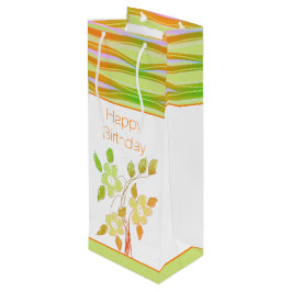Orangefarbene und grüne Flower-Geschenktasche Geschenktüte Für Weinflaschen