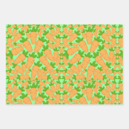 Orangefarbene und grüne Karotten Geschenkpapier Set