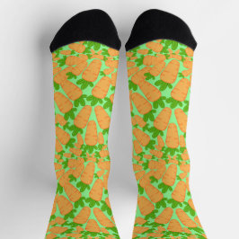 Orangefarbene und grüne Karotten Socken