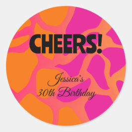 Orangefarbene und heiß rosa Farbschimmer Runder Aufkleber