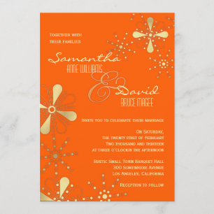 Orangefarbene und indische Hochzeit Inspiriert Einladung