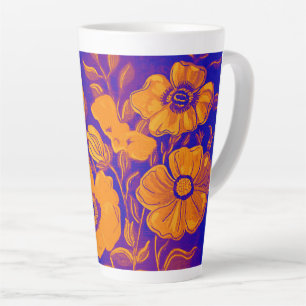 Orangefarbene und Lila Blumen Milchtasse