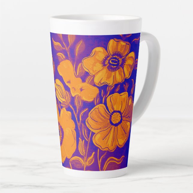 Orangefarbene und Lila Blumen Milchtasse (Rechte Ecke)