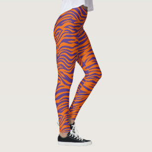 Orangefarbene und lila Tigerstreifen Leggings