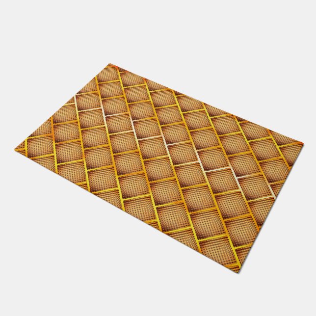 Orangefarbene und ockerfarbene Plätze mit abstrakt Fußmatte (Schrägansicht)