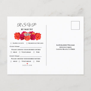 Orangefarbene und rosa Blüten und Brillanz- UAWG- Einladungspostkarte