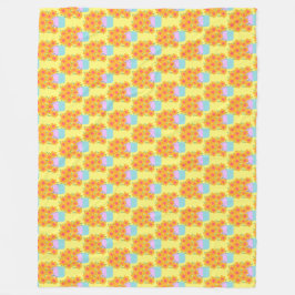 Orangefarbene und rosa Frühlingsblumen Fleecedecke