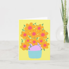 Orangefarbene und rosa Frühlingsblumen Karte