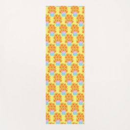 Orangefarbene und rosa Frühlingsblumen Yogamatte
