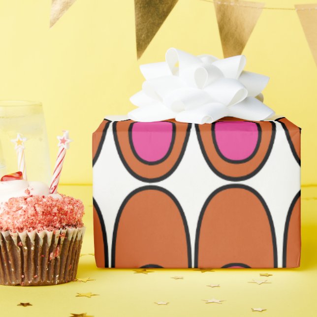 Orangefarbene und rosa Ovale Geschenkpapier (Geburtstagsparty)