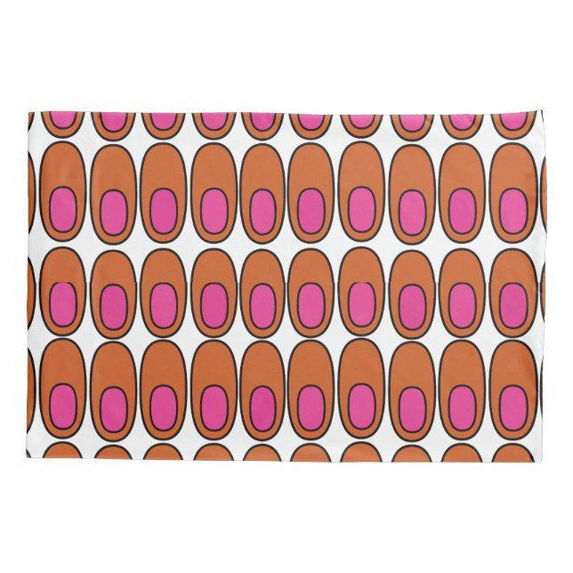 Orangefarbene und rosa Ovale Kissenbezug (Rückseite)