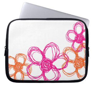 Orangefarbene und rosafarbene Blume Laptopschutzhülle