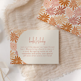 Orangefarbene und rosafarbene Retro Blumenbücher f Begleitkarte