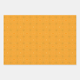 Orangefarbene und rosafarbene Streifen farbenfroh  Geschenkpapier Set