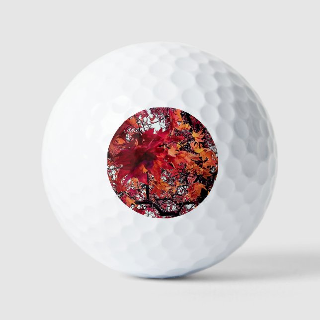 Orangefarbene und rote Blätter Golfball (Vorderseite)
