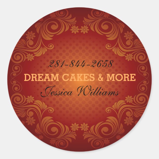 Orangefarbene und rote Retro-Wirbel Runder Aufkleber (Vorderseite)