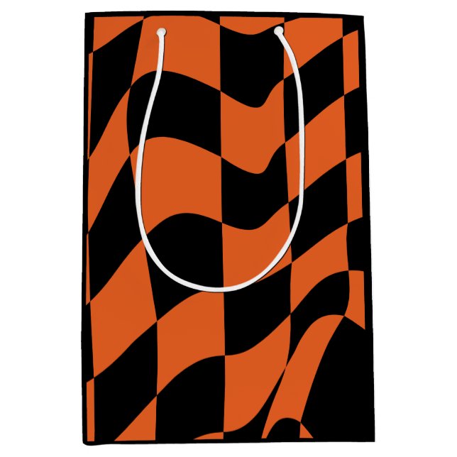 Orangefarbene und schwarz verschleierte Karton Mittlere Geschenktüte (Vorderseite)