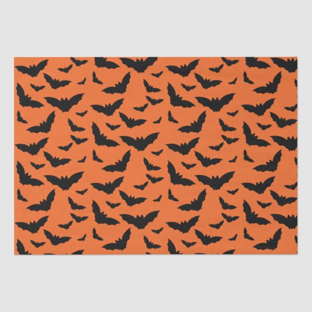 Orangefarbene und schwarze Fledermäuse Seidenpapier (Vorderseite)