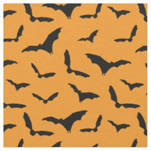 Orangefarbene und schwarze Halloween-Fledermäuse G Stoff