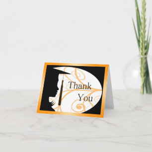 Orangefarbene und schwarze Silhouette Dankeskarte
