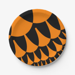 Orangefarbene und schwarze Skala Pappteller