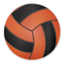 Orangefarbene und schwarze Volleyball Keramikknauf