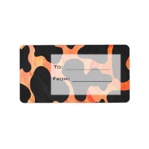 Orangefarbene und schwarze Zebra-Monogramm Adressaufkleber