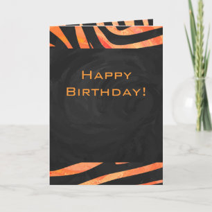 Orangefarbene und schwarze Zebra-Monogramm Karte
