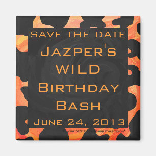 Orangefarbene und schwarze Zebra-Monogramm Magnet