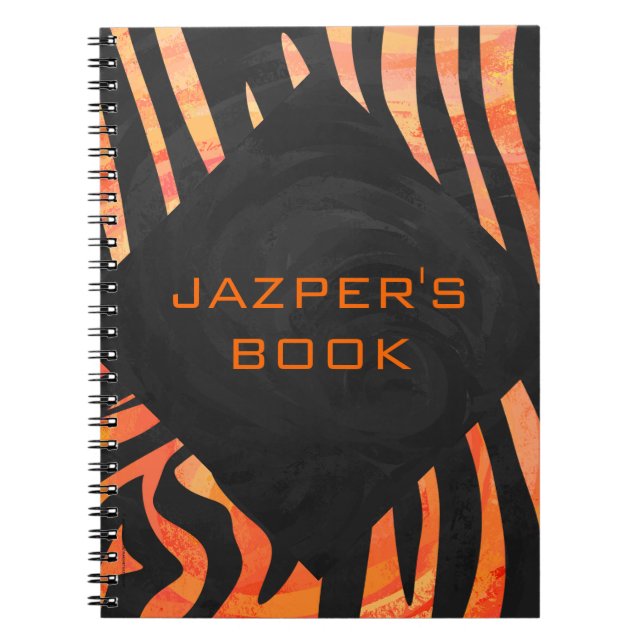 Orangefarbene und schwarze Zebra-Monogramm Notizblock (Vorderseite)