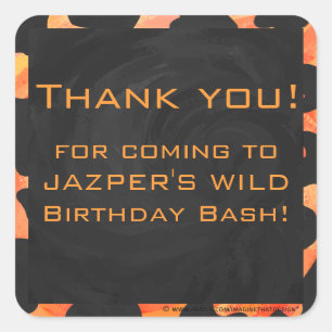 Orangefarbene und schwarze Zebra-Monogramm Quadratischer Aufkleber