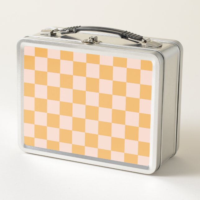 Orangefarbene und ungebleichte Seidenkarton Metall Brotdose (Vorderseite)