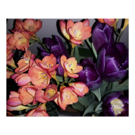 Orangefarbene und violette Blumen Poster