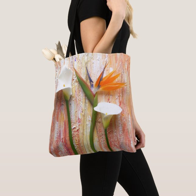 Orangefarbene und weiße Blume Totbeutel Tasche (Von Nahem)
