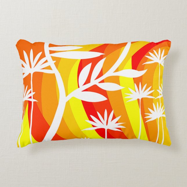 Orangefarbene und weiße botanische Illustration Dekokissen (Vorderseite)