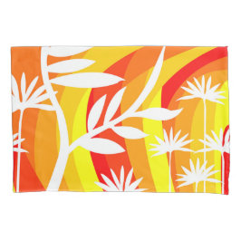 Orangefarbene und weiße botanische Illustration Kissenbezug