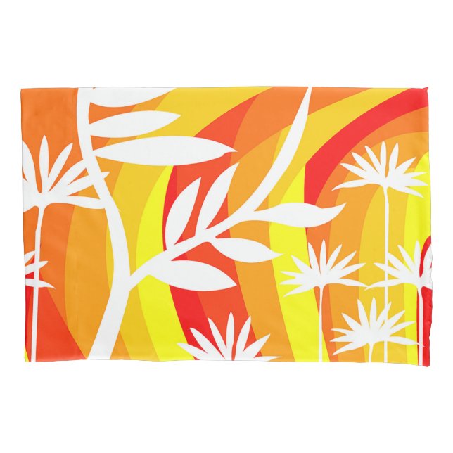Orangefarbene und weiße botanische Illustration Kissenbezug (Vorderseite-Links)