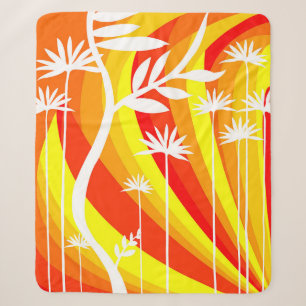 Orangefarbene und weiße botanische Illustration Sherpadecke