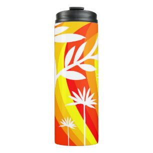 Orangefarbene und weiße botanische Illustration Thermosbecher