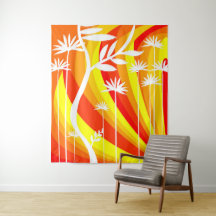 Orangefarbene und weiße botanische Illustration