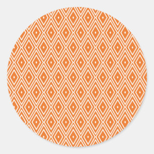 Orangefarbene und weiße Diamanten Runder Aufkleber