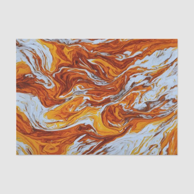Orangefarbene und weiße Flüssigfärbung Seidenpapier (Vorderseite)