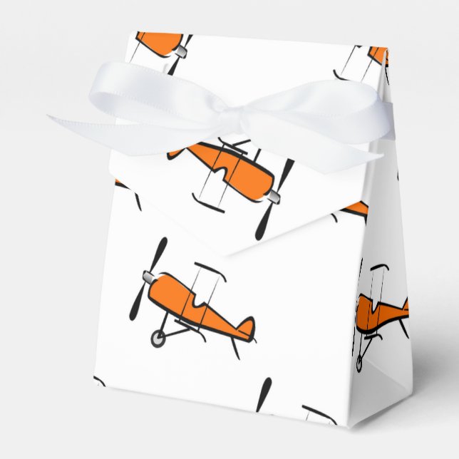 Orangefarbene und weiße Prop-Biplane; kleines Flug Geschenkschachtel (Vorderseite)