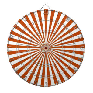 Orangefarbene und weiße Retro-Streifen Dartscheibe