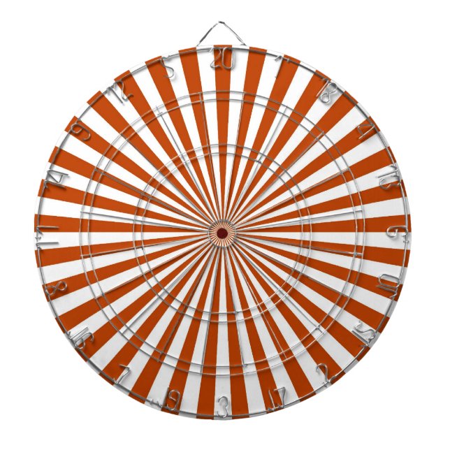 Orangefarbene und weiße Retro-Streifen Dartscheibe (vorne)
