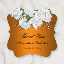 Orangefarbene und weiße Rosen Hochzeit Geschenkanhänger