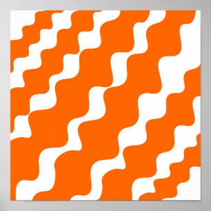 Orangefarbene und weiße Schleuderwellen Poster